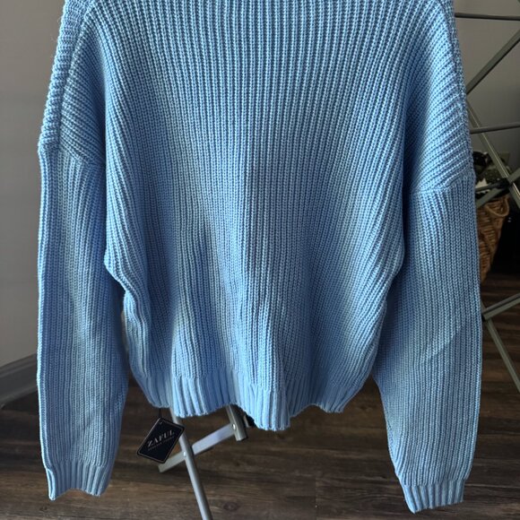 Women's Light Blue Turtleneck Sweater - Picture 4 of 5